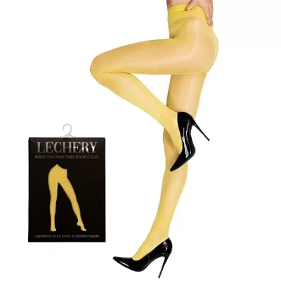 Lechery Lustrous Silky Shiny 20 Denier Tights 1 Pair 20 Denier Pantyhose In Yellow