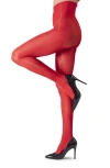 Lechery ® Lustrous Silky Shiny 40-denier Semi-opaque Tights In Red