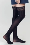 Lechery Lustrous Silky Shiny Over-the-knee Socks In Black, Women's At Urban Outfitters
