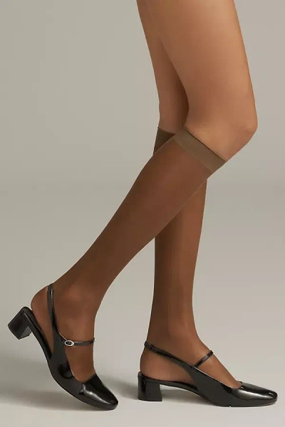 Lechery Lustrous Silky Shiny Sheer Knee-high Socks, Set Of 2 In Brown