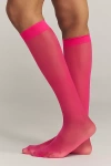 Lechery Lustrous Silky Shiny Sheer Knee-high Socks, Set Of 2 In Pink