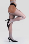 Lechery Women's Lustrous Silky Shiny Sheer Suspender Crotchless High-waist Pantyhose Tights In Grey