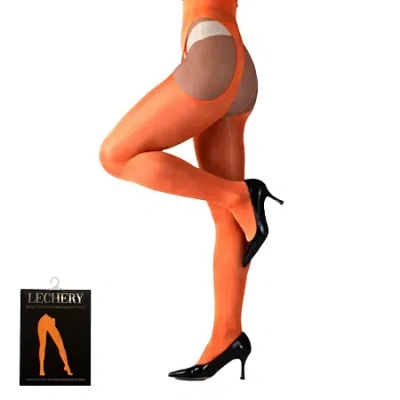 Lechery Lustrous Suspender Tights 1 Pair 20 Denier Pantyhose In Orange