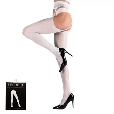 Lechery Lustrous Suspender Tights 1 Pair 20 Denier Pantyhose In White