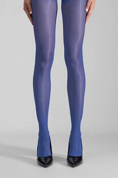 LECHERY LECHERY SHINY 40 DENIER SEMI-OPAQUE TIGHTS IN BLUE, WOMEN'S AT URBAN OUTFITTERS