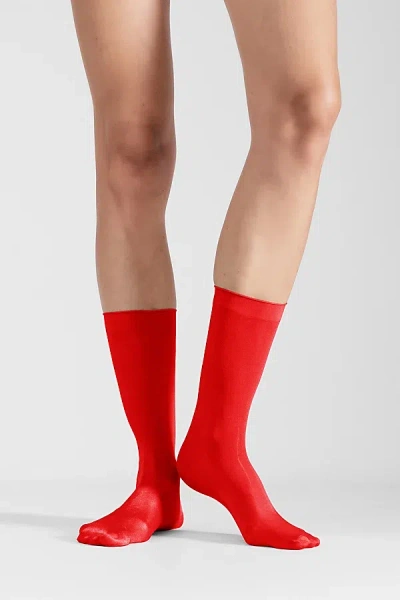 LECHERY LECHERY SHINY SHEER SOCK SET IN RED, WOMEN'S AT URBAN OUTFITTERS