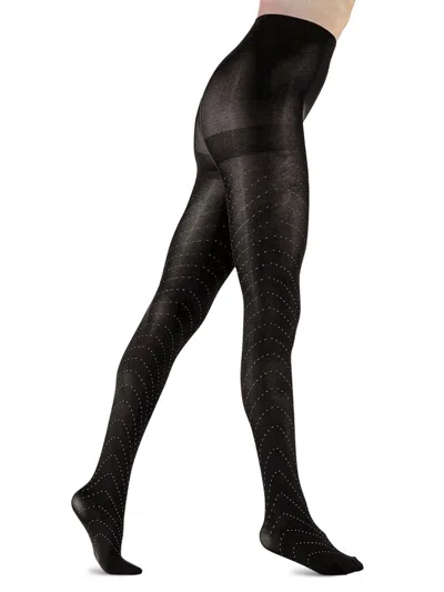 Lechery Women's European Made Dotted Ring Tights In Black