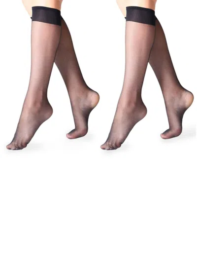 Lechery Women's 2-pack Sheer 20 Denier Knee High Socks In Black