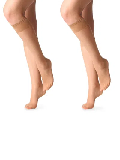 Lechery Women's 2-pack Sheer 20 Denier Knee High Socks In Natural