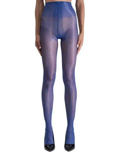Lechery Women's Lustrous Silky Shiny 40 Denier Semi-opaque High-waist Pantyhose Tights Sku11003-bl In Blue