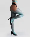 Lechery Women's Lustrous Silky Shiny Sheer Suspender Crotchless High-waist Pantyhose Tights In Green
