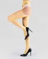 Lechery Women's Lustrous Silky Shiny Sheer Suspender Crotchless High-waist Pantyhose Tights In Yellow