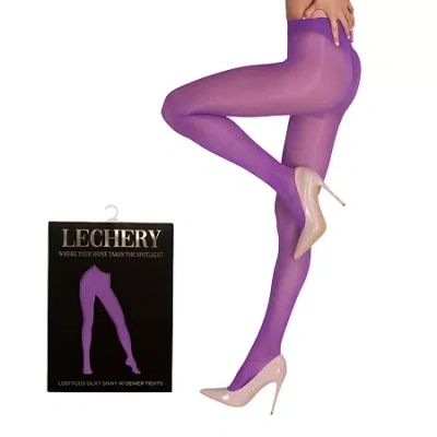 Lechery Womens Lustrous Silky Shiny 40 Denier Tights 40 Denier 1 Pair Tights In Purple
