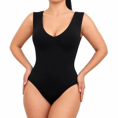 Lechery ® X Yahaira Happy Cami Shaper Contouring Sleeveless Bodysuit In Black
