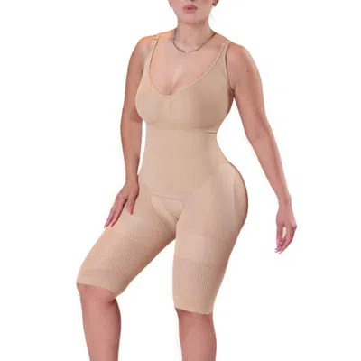 Lechery ® X Yahaira Happy Shapewear No.7 Bodysuit Double Tummy Layer Above Knee In Brown