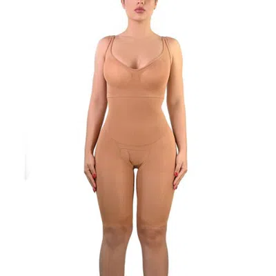 Lechery ® X Yahaira Happy Shapewear No.7 Bodysuit Double Tummy Layer Above Knee In Brown