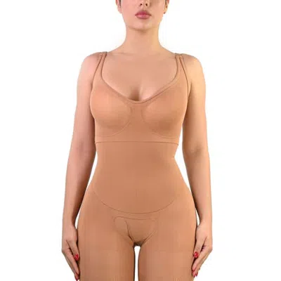 Lechery ® X Yahaira Happy Shapewear No.7 Bodysuit Double Tummy Layer Shorts In Mocha