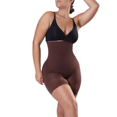 Lechery ® X Yahaira Happy Shapewear No.7 High Waisted Shorts Double Tummy Layer In Brown
