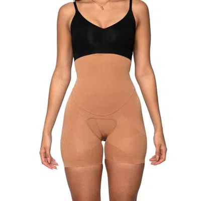 Lechery ® X Yahaira Happy Shapewear No.7 High Waisted Shorts Double Tummy Layer In Medium Beige