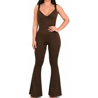 Lechery ® X Yahaira Heart Shaped Cut Out Sculpt Jumpsuit In Brown