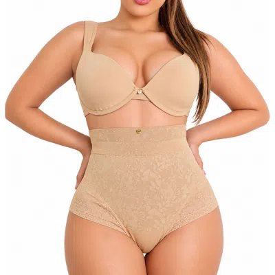 Lechery ® X Yahaira Lace High Waisted With Panty Triple Tummy Layer Bottoms In Nude