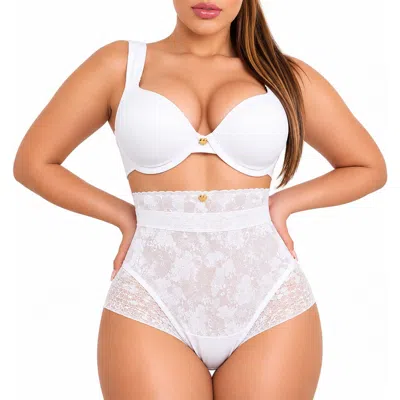 Lechery ® X Yahaira Lace High Waisted With Panty Triple Tummy Layer Bottoms In White