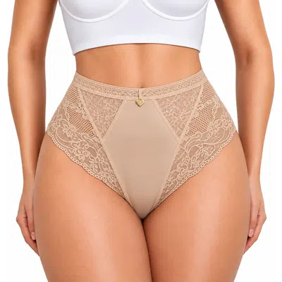 Lechery ® X Yahaira Lace Lover Mid Waisted Panty Underwear Bottoms In Neutral