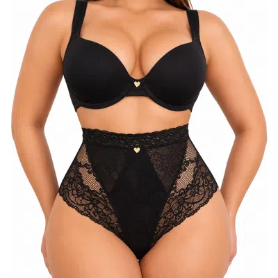 Lechery ® X Yahaira Lace Lover Mid Waisted Panty Underwear Bottoms In Black