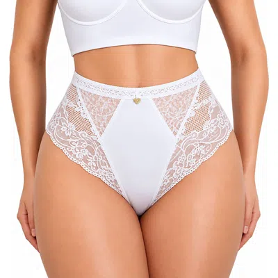 Lechery ® X Yahaira Lace Lover Mid Waisted Panty Underwear Bottoms In White