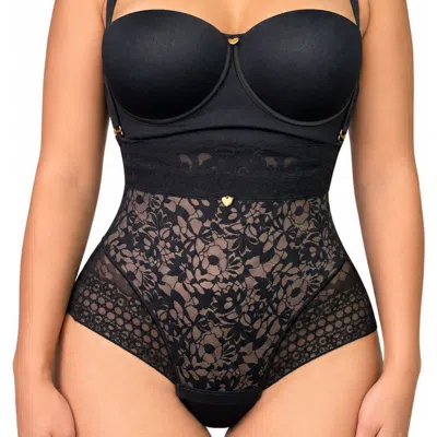 Lechery ® X Yahaira Lace Panty Shaper With Triple Tummy Layer In Black