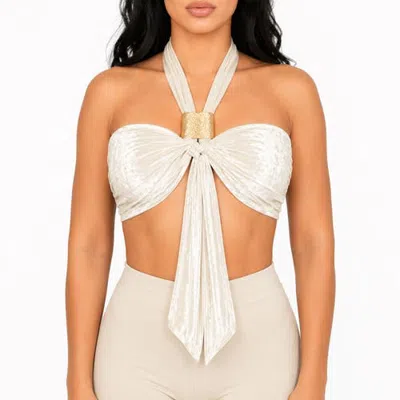 Lechery ® X Yahaira Multiway Convertible Velvet One-piece Top In Ivory
