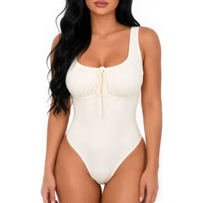 Lechery ® X Yahaira Romantic Double-layered Bodysuit Essential In Neutral