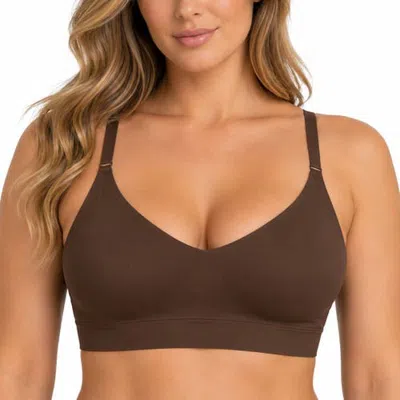 Lechery ® X Yahaira Seamless Dig-free Straps Removable Cups Bralette In Chocolate