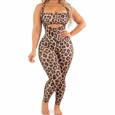 Lechery ® X Yahaira Shaping Jumpsuit With Contouring Triple Tummy Layer In Animal Print