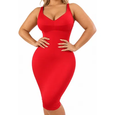 Lechery ® X Yahaira Shaping Triple Tummy Layer Bodycon Dress In Red