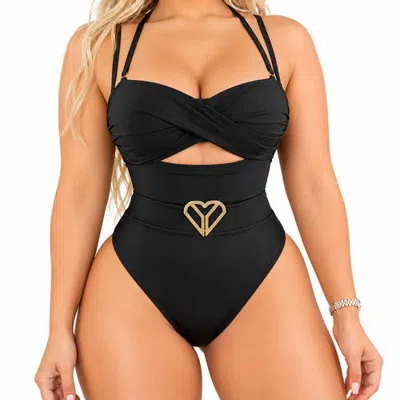 Lechery ® X Yahaira Swimsuit Tummy Control One-piece Full Coverage Beachwear In Black