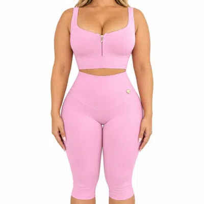 Lechery ® X Yahaira Triple Tummy Layer Body Shaping Activewear Shaper 2-piece Set In Pink