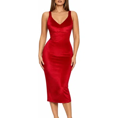 Lechery ® X Yahaira Velvet Dress Shaper With Triple Tummy Layer In Red