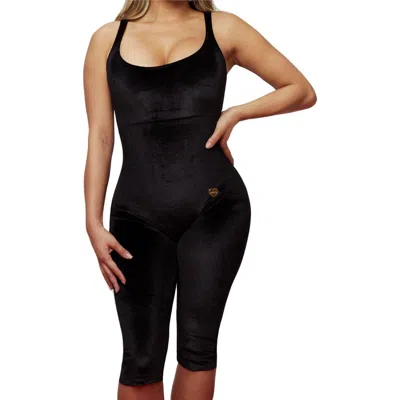Lechery ® X Yahaira Velvet Jumpsuit Above The Knee Triple Tummy Layer In Black