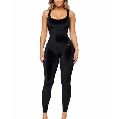 Lechery ® X Yahaira Velvet Jumpsuit Triple Tummy Layer In Black