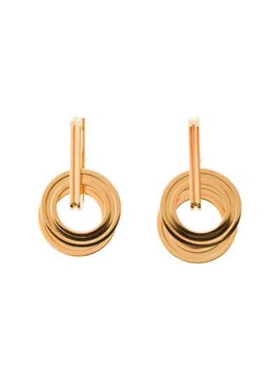 Leda Madera Sophia Gold Plated Brass  Earrings  Woman In Grey