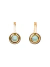 Leda Madera Gold Round Drop Earrings In Grey