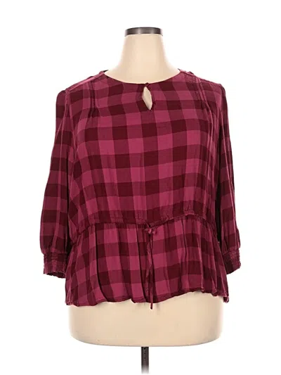 Pre-owned Lee 3/4 Sve Blouse In Burgundy