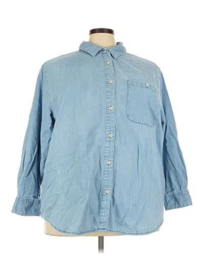 Pre-owned Lee 3/4 Sve Button Down Shirt In Blue