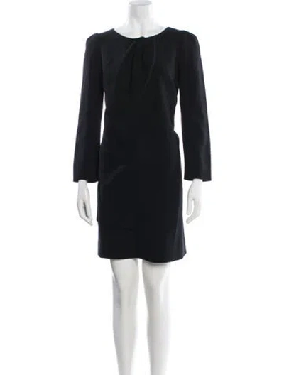Pre-owned Lee Anderson Couture Crew Neck Mini Dress In Blue