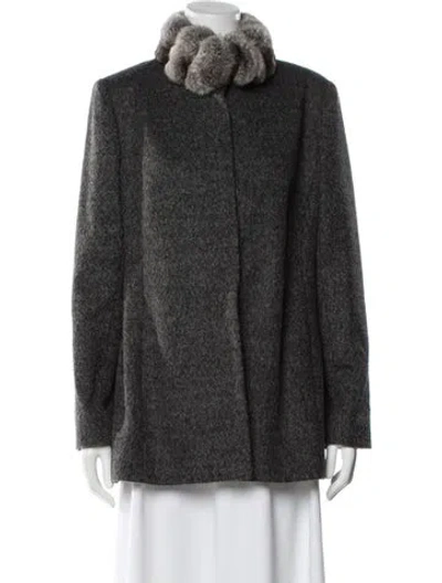 Pre-owned Lee Anderson Couture Faux Fur Jacket In Gray