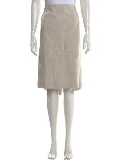 Pre-owned Lee Anderson Couture Linen Knee-length Skirt In Neutral