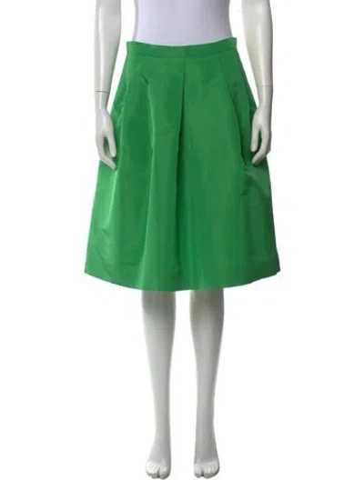 Pre-owned Lee Anderson Couture Pleated Accents Midi Length Skirt In Green