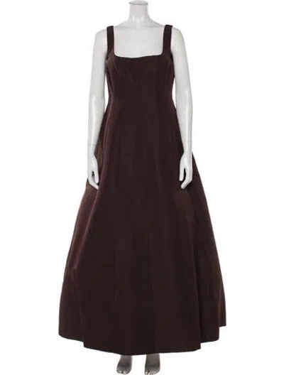 Pre-owned Lee Anderson Couture Square Neckline Long Dress In Brown