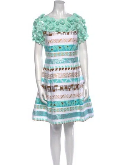 Pre-owned Lee Anderson Couture Striped Mini Dress In Green